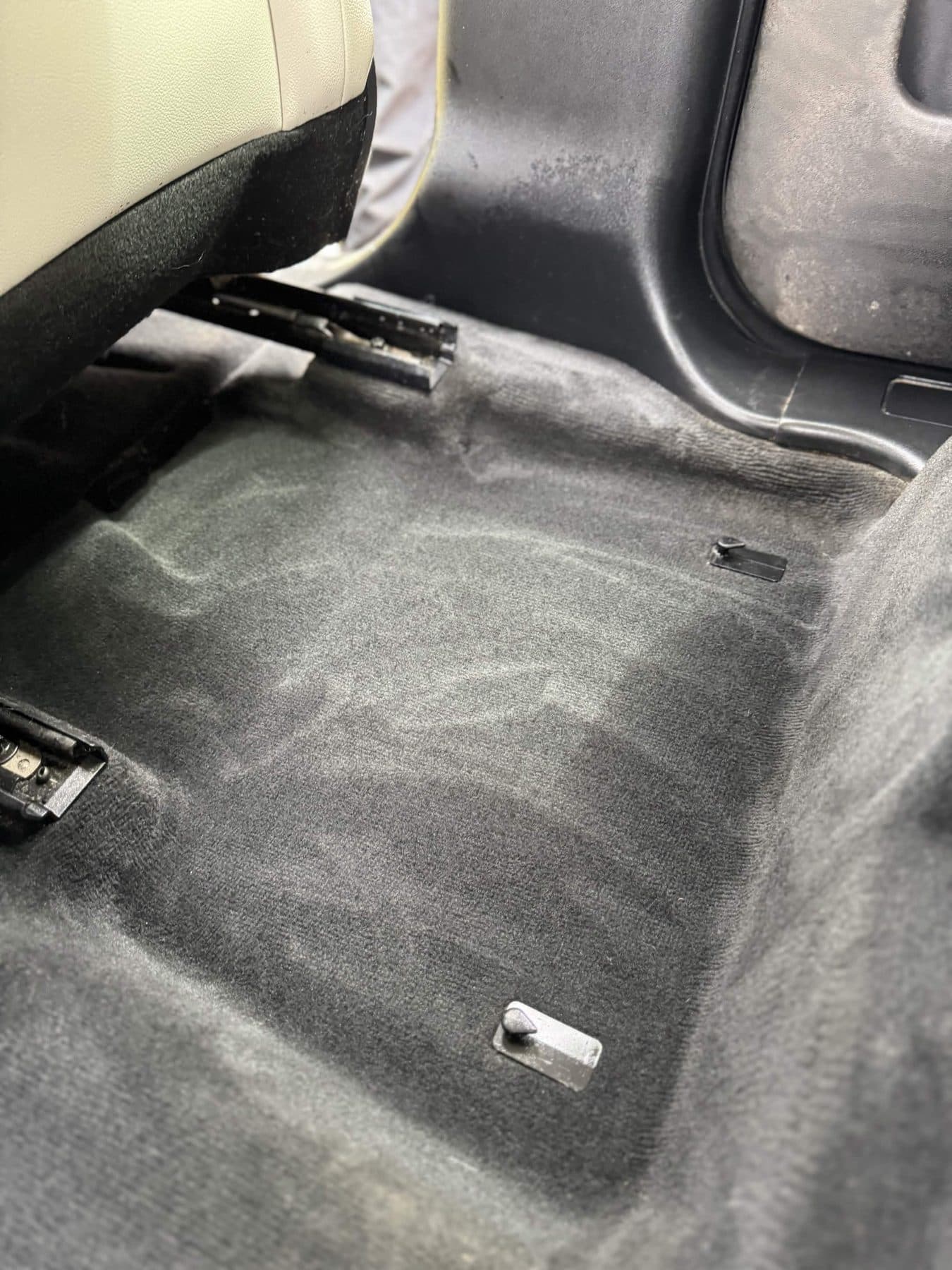 Vehicle carpet after pet hair removal