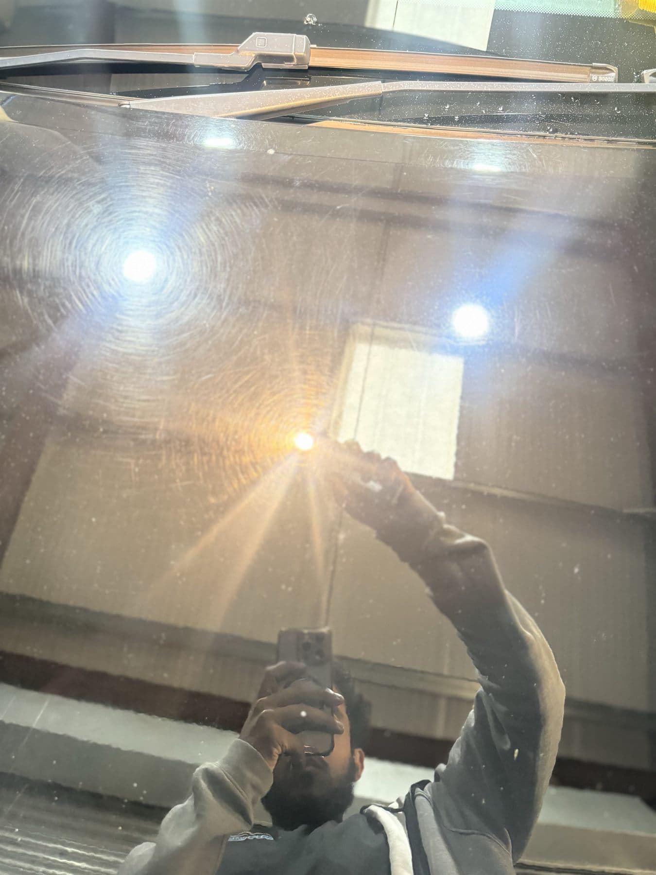 Paintwork inspection lights during an M14 Valeters assessment
