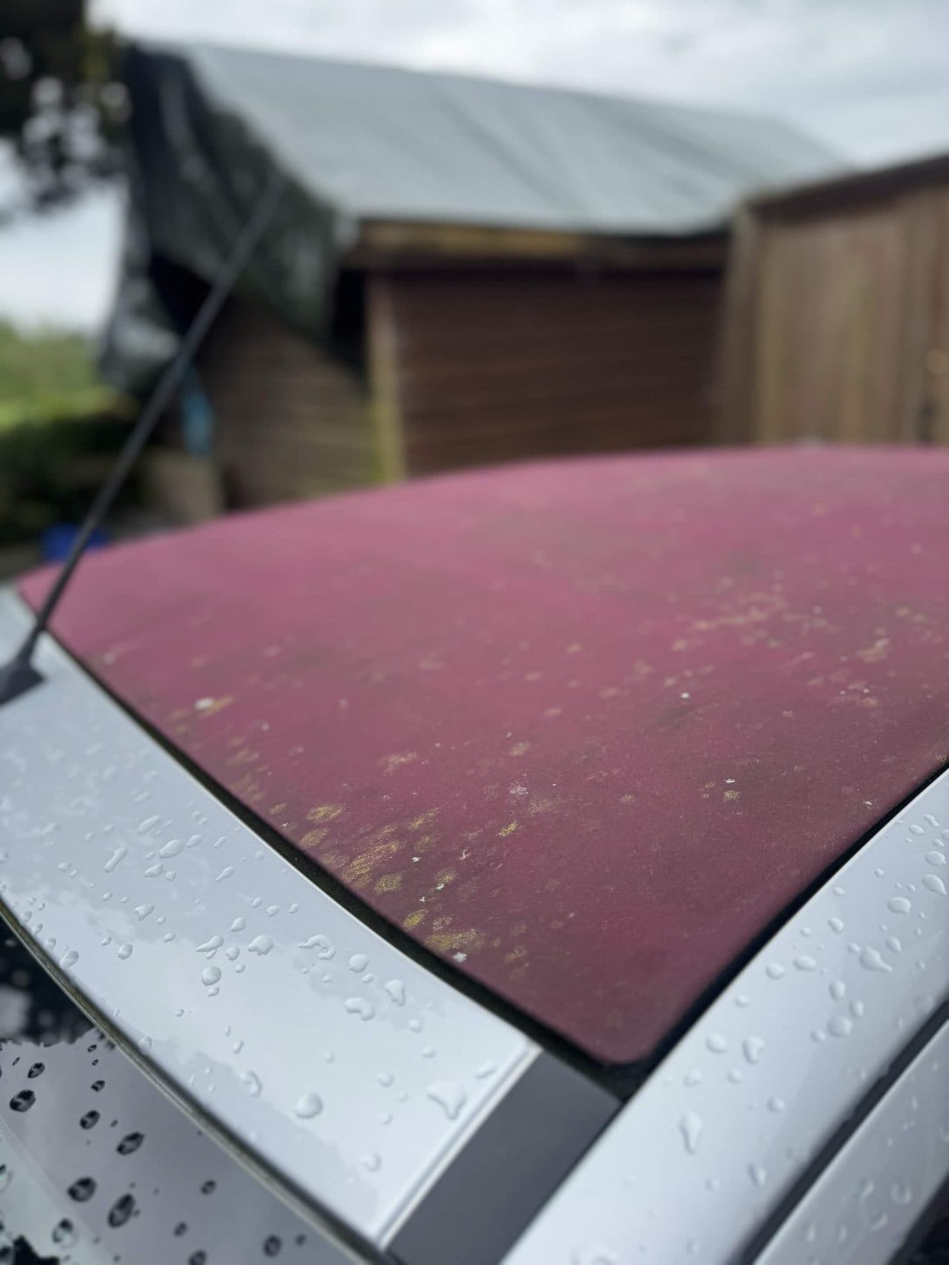 Convertible soft top before cleaning
