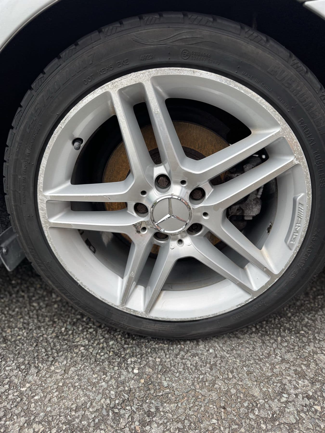 Wheel after tar and grime removal